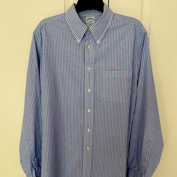 Brooks Brothers Regent Fit Striped Blue Button-Down Shirt XL - Picture 1 of 7